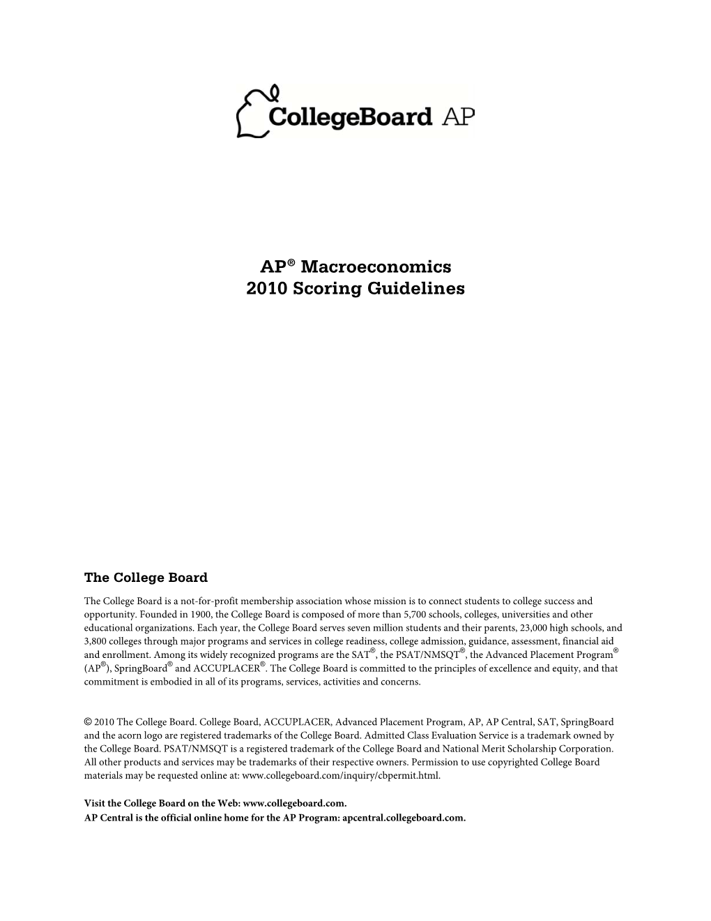 AP® Macroeconomics 2010 Scoring Guidelines