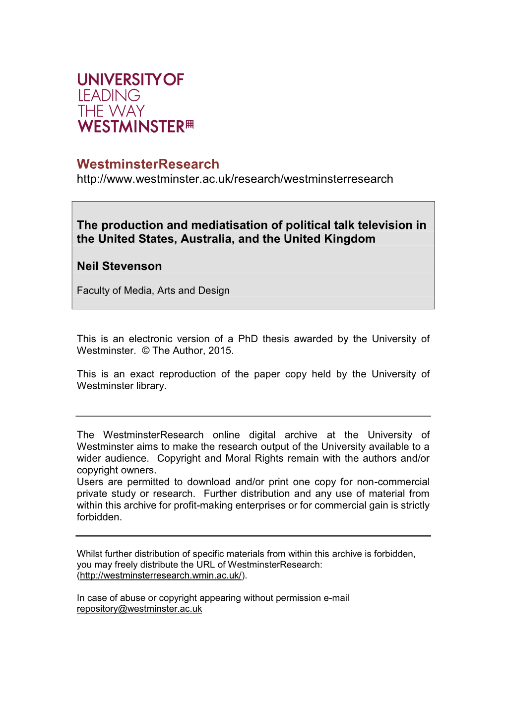 Political Talk Television in the United States, Australia, and the United Kingdom