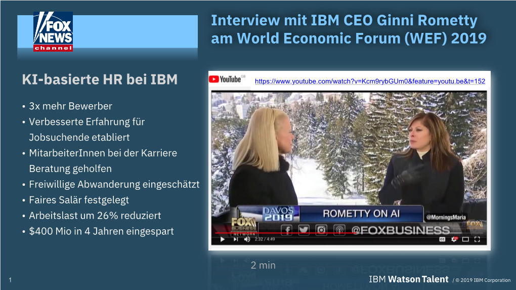 Interview Mit IBM CEO Ginni Rometty Am World Economic Forum (WEF) 2019