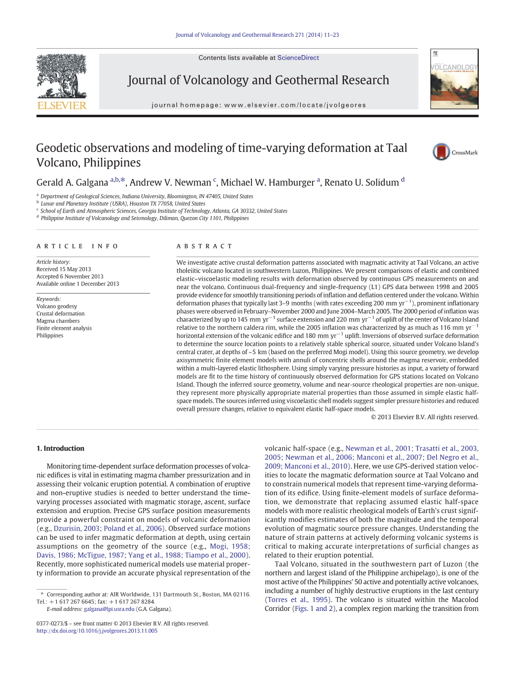 Geodetic Observations and Modeling of Time-Varying Deformation at Taal Volcano, Philippines