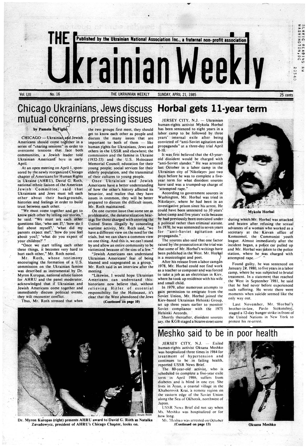 The Ukrainian Weekly 1985, No.16