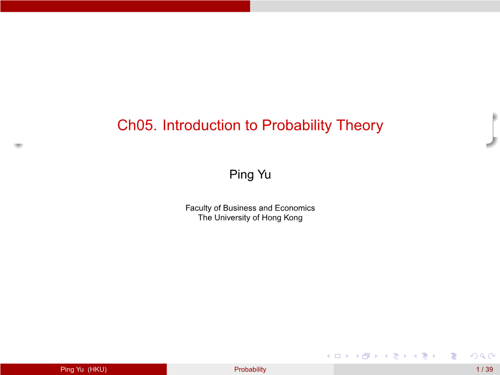 Ch05. Introduction to Probability Theory