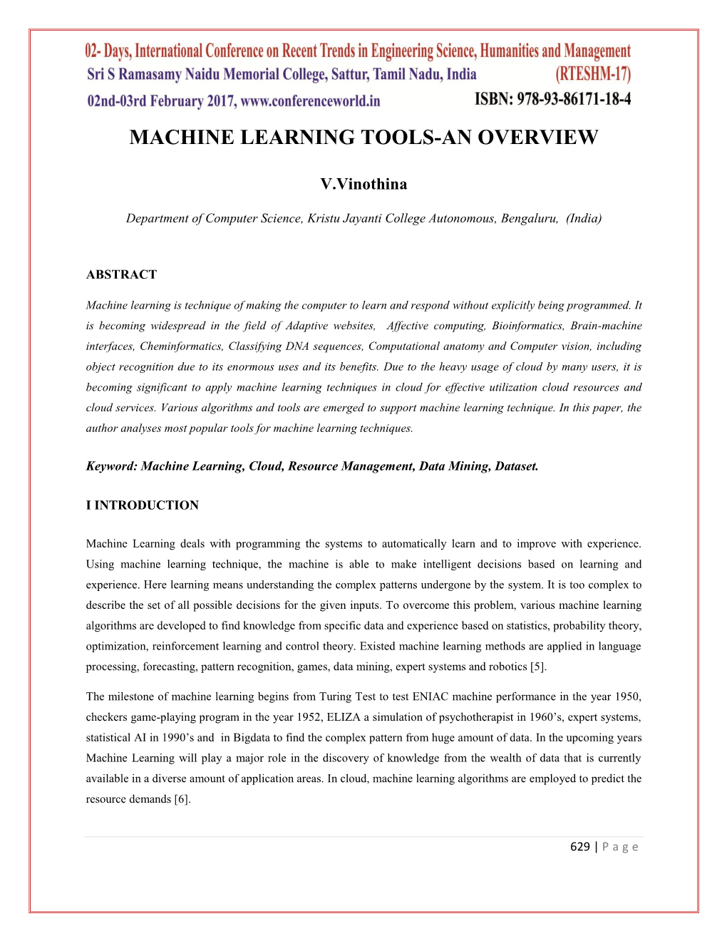 Machine Learning Tools-An Overview