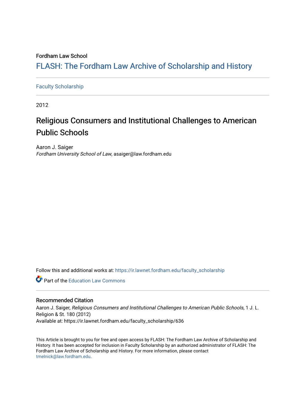 Religious Consumers and Institutional Challenges to American Public Schools