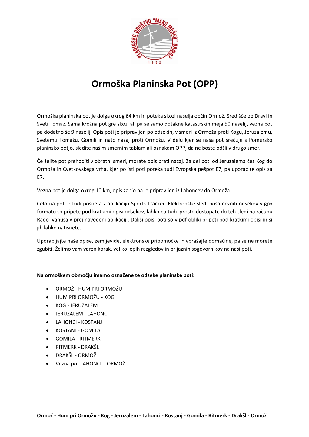 Ormoška Planinska Pot (OPP)