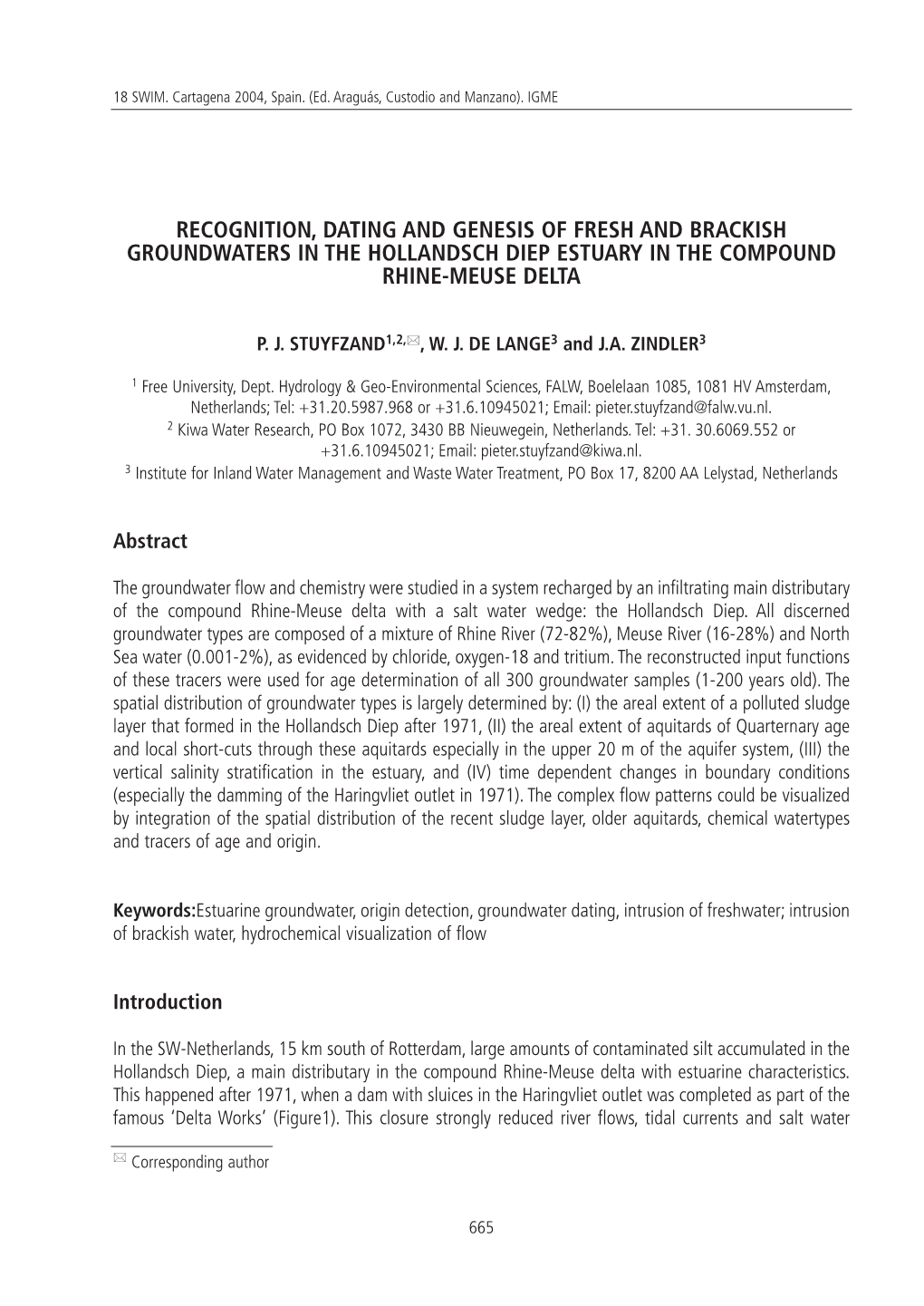 Recognition, Dating and Genesis of Fresh and Brackish Groundwaters in the Hollandsch Diep Estuary in the Compound Rhine-Meuse Delta