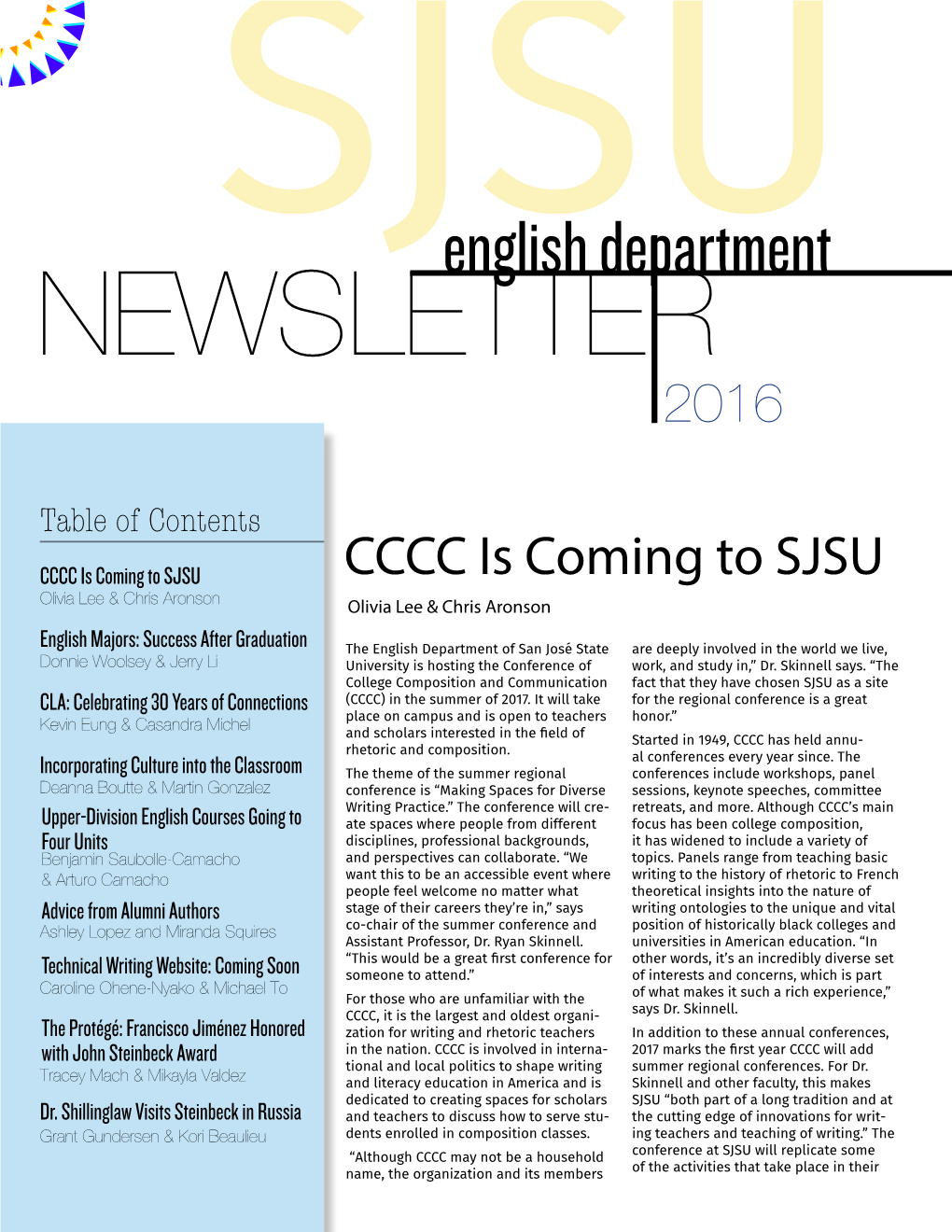 English Department NEWSLETTER 2016