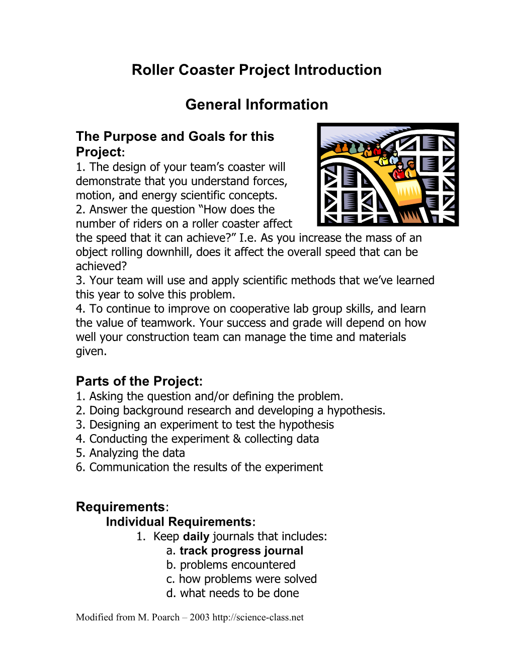 Roller Coaster Project Introduction