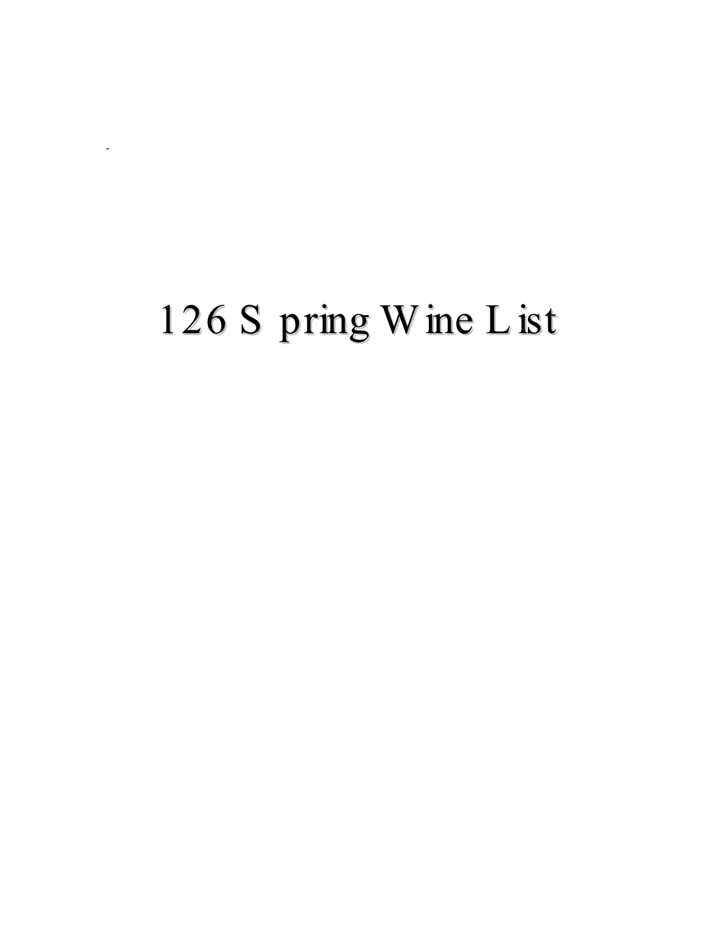 126 Spring Wine List