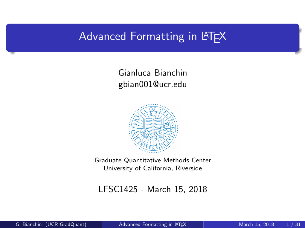 Advanced Formatting in LATEX