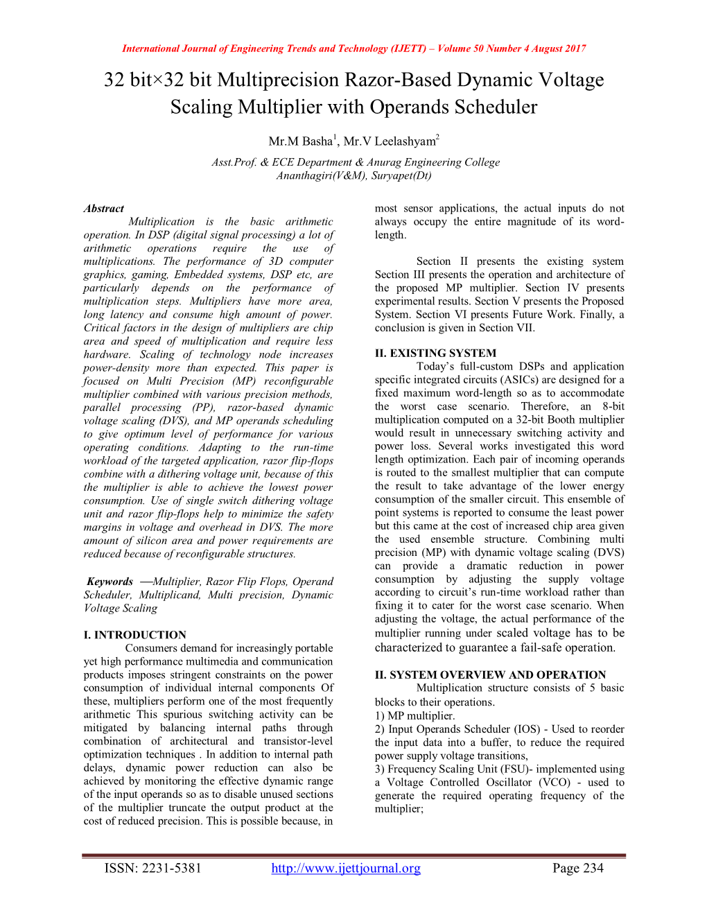 32 Bit×32 Bit Multiprecision Razor-Based Dynamic Voltage Scaling Multiplier with Operands Scheduler