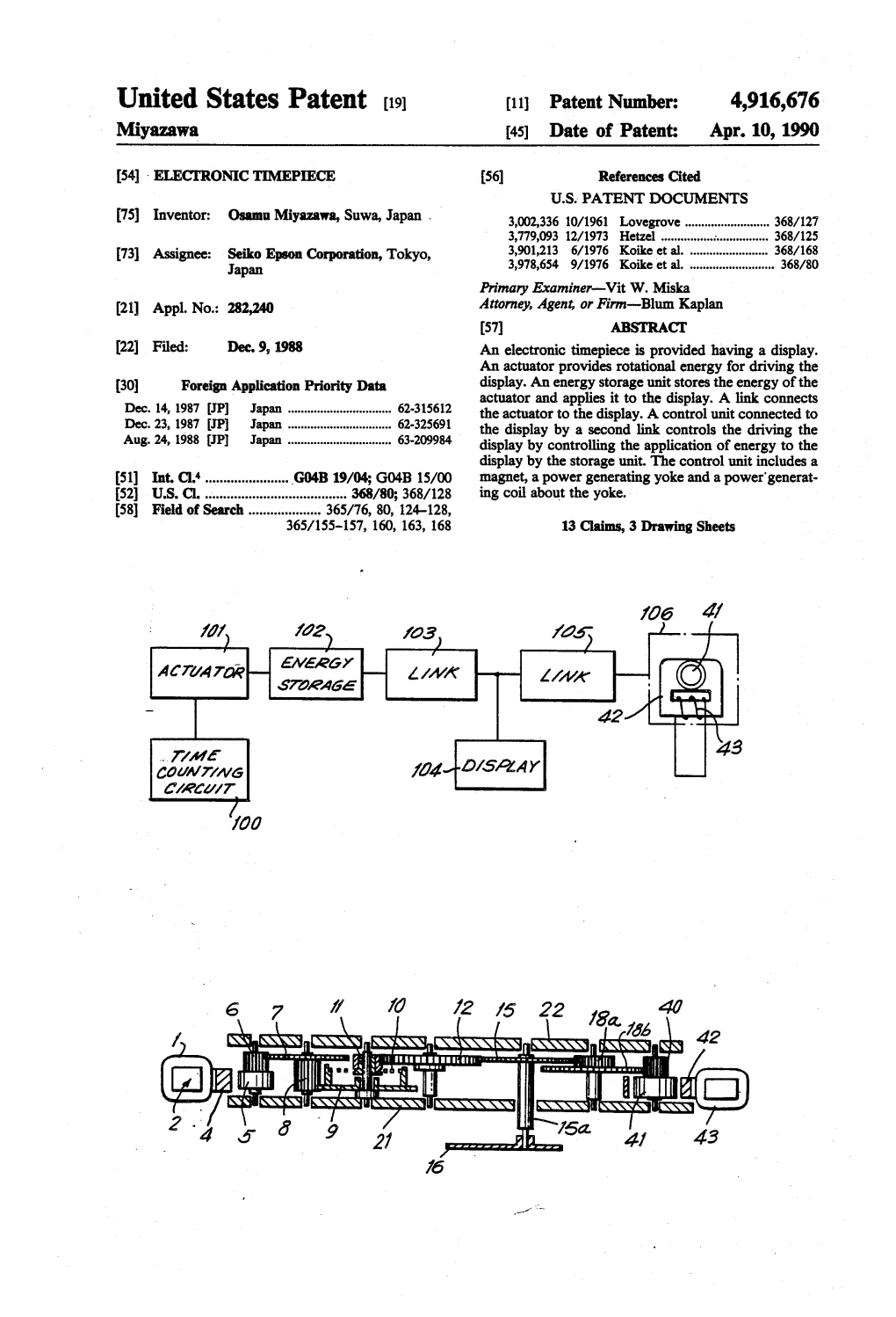 United States Patent (19) 11 Patent Number: 4,916,676