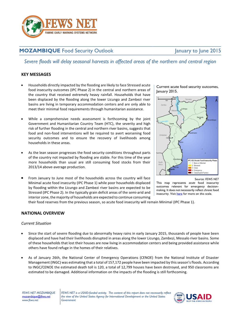 Mozambique Food Security Outlook, January to June 2015