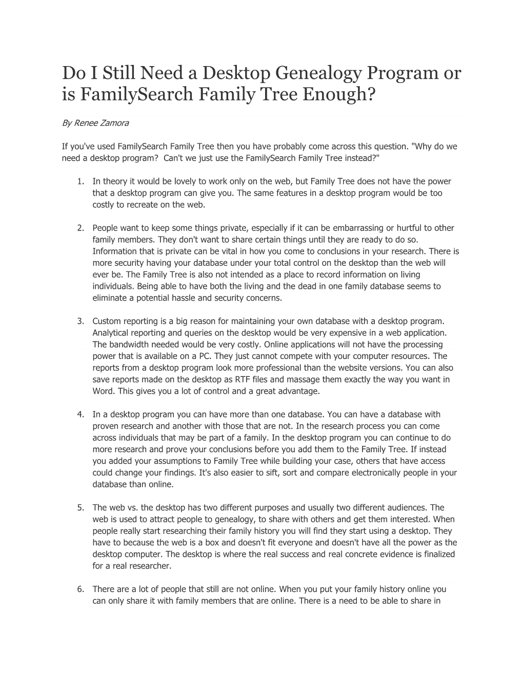 Do I Still Need a Desktop Genealogy Program Or Is Familysearch Family Tree Enough?