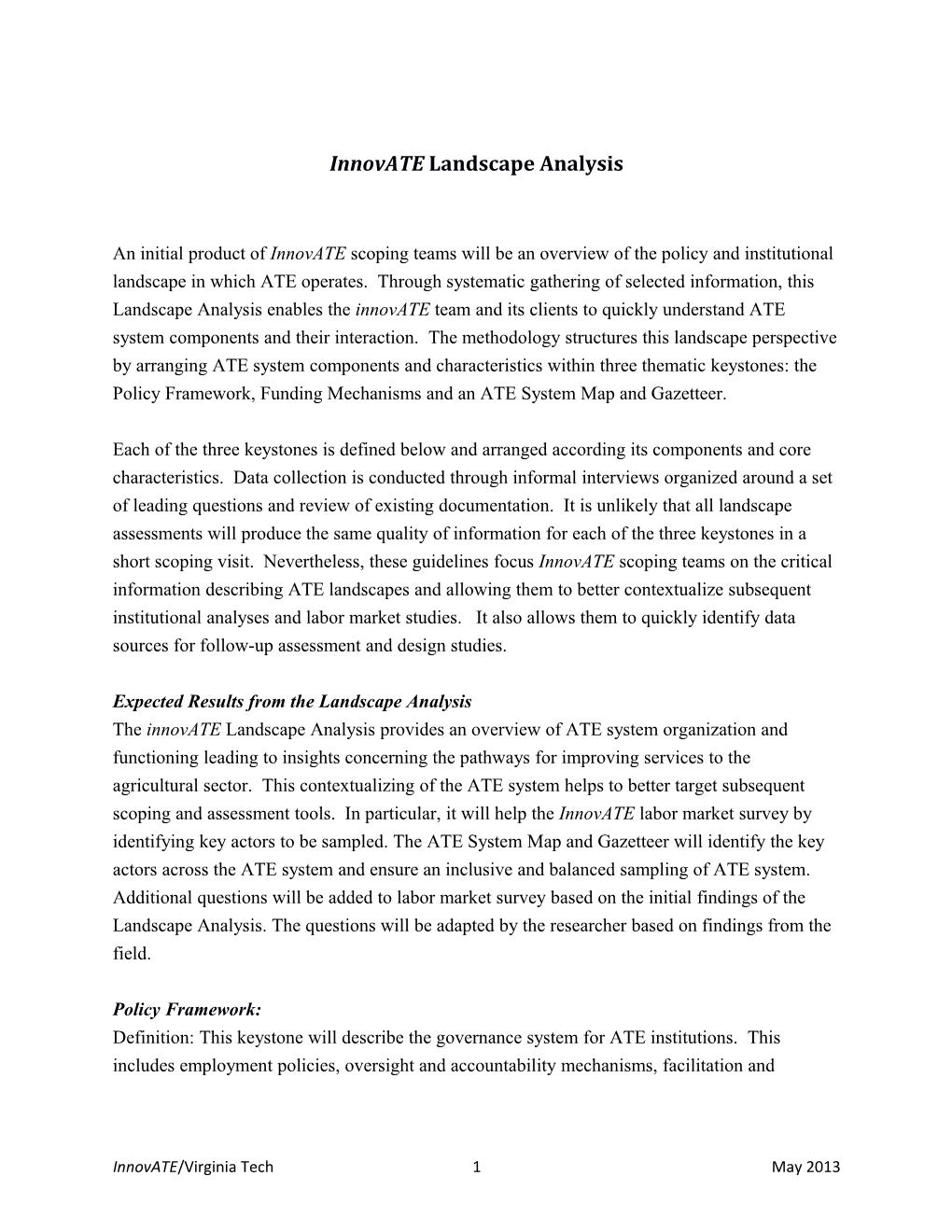 Innovate Landscape Analysis