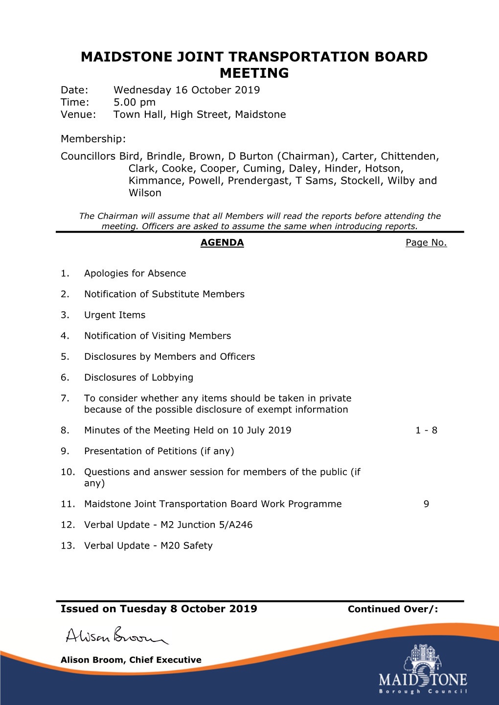 Agenda Document for Maidstone Joint Transportation Board, 16/10/2019 17:00