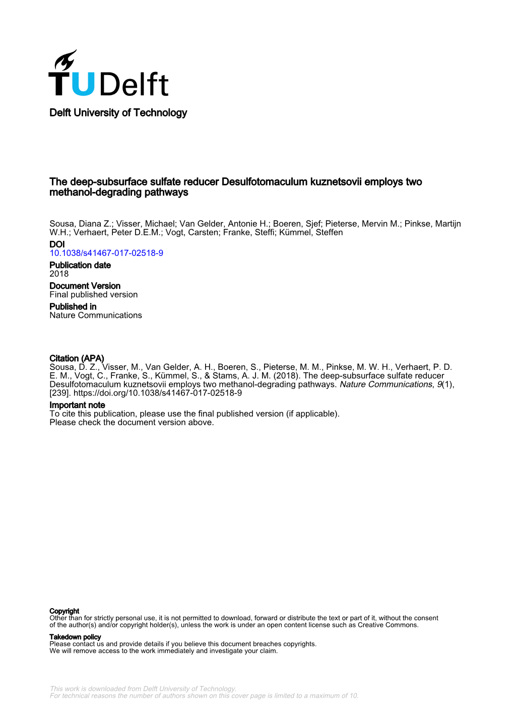 Desulfotomaculum Kuznetsovii Employs Two Methanol-Degrading Pathways