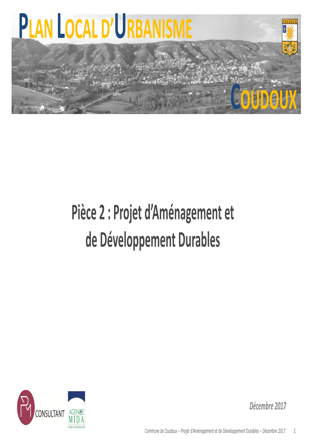 Plan Local D'urbanisme – Projet D'aménagement Et De Développement Durables