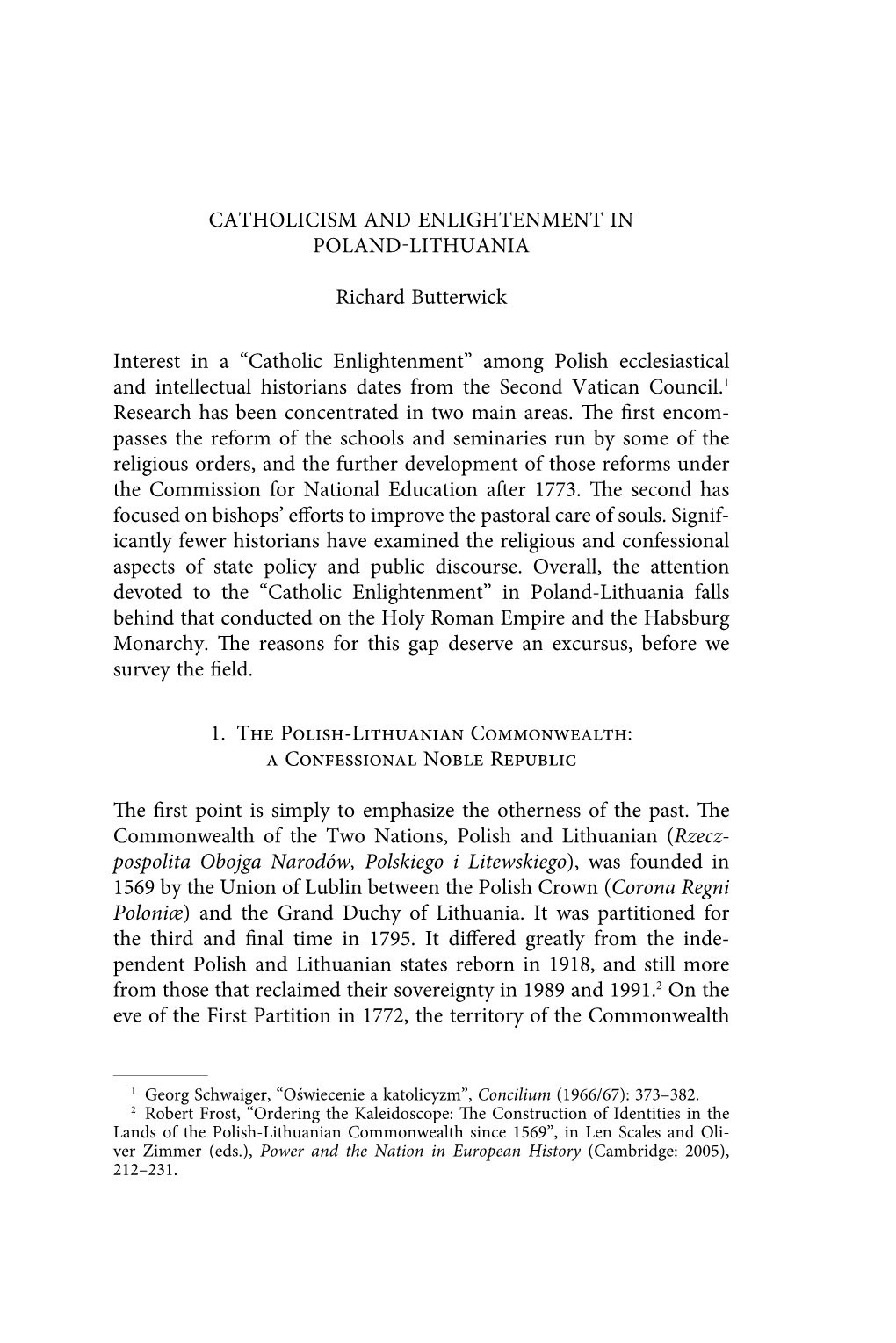 Catholicism and Enlightenment in Poland-Lithuania