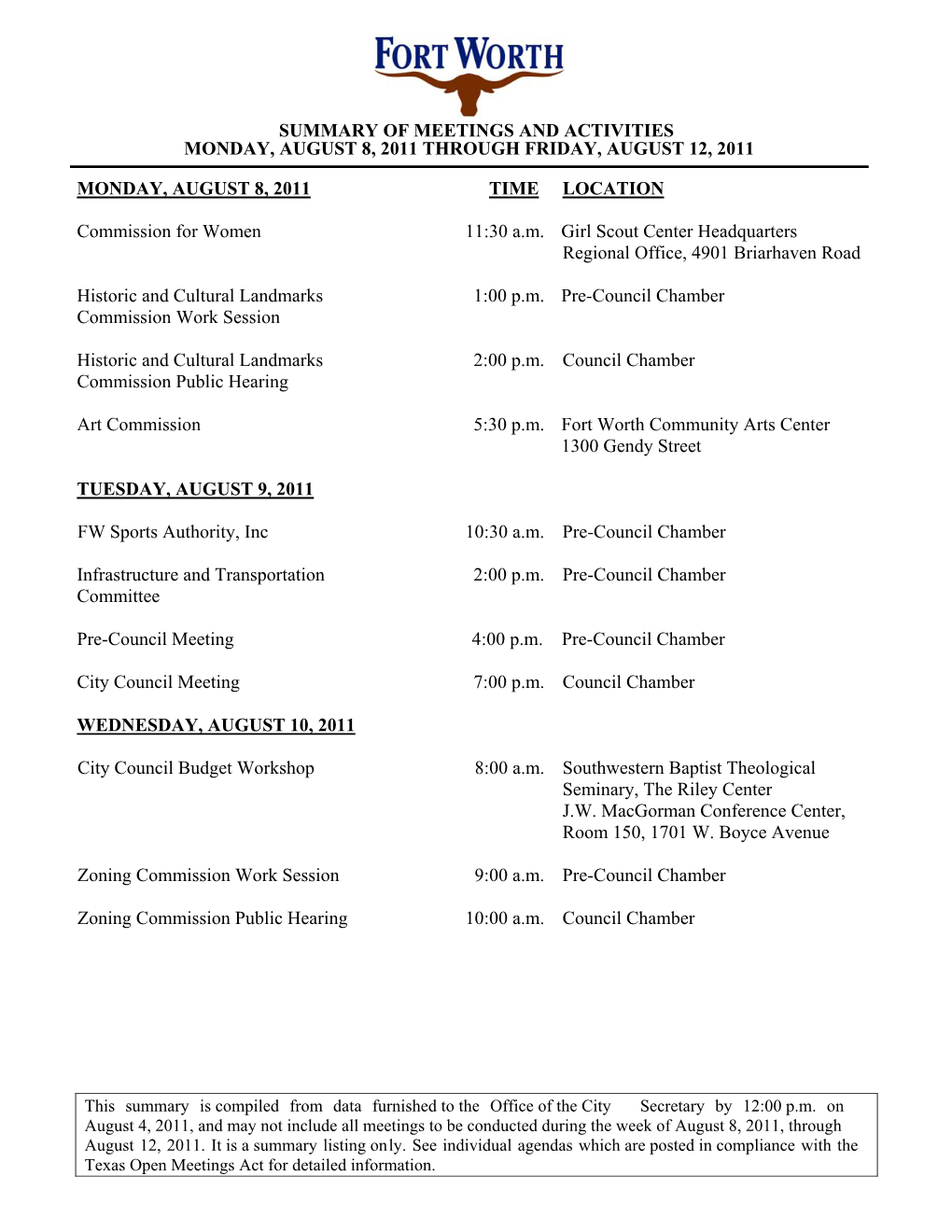 Electronic Council Packet for 08-09-2011