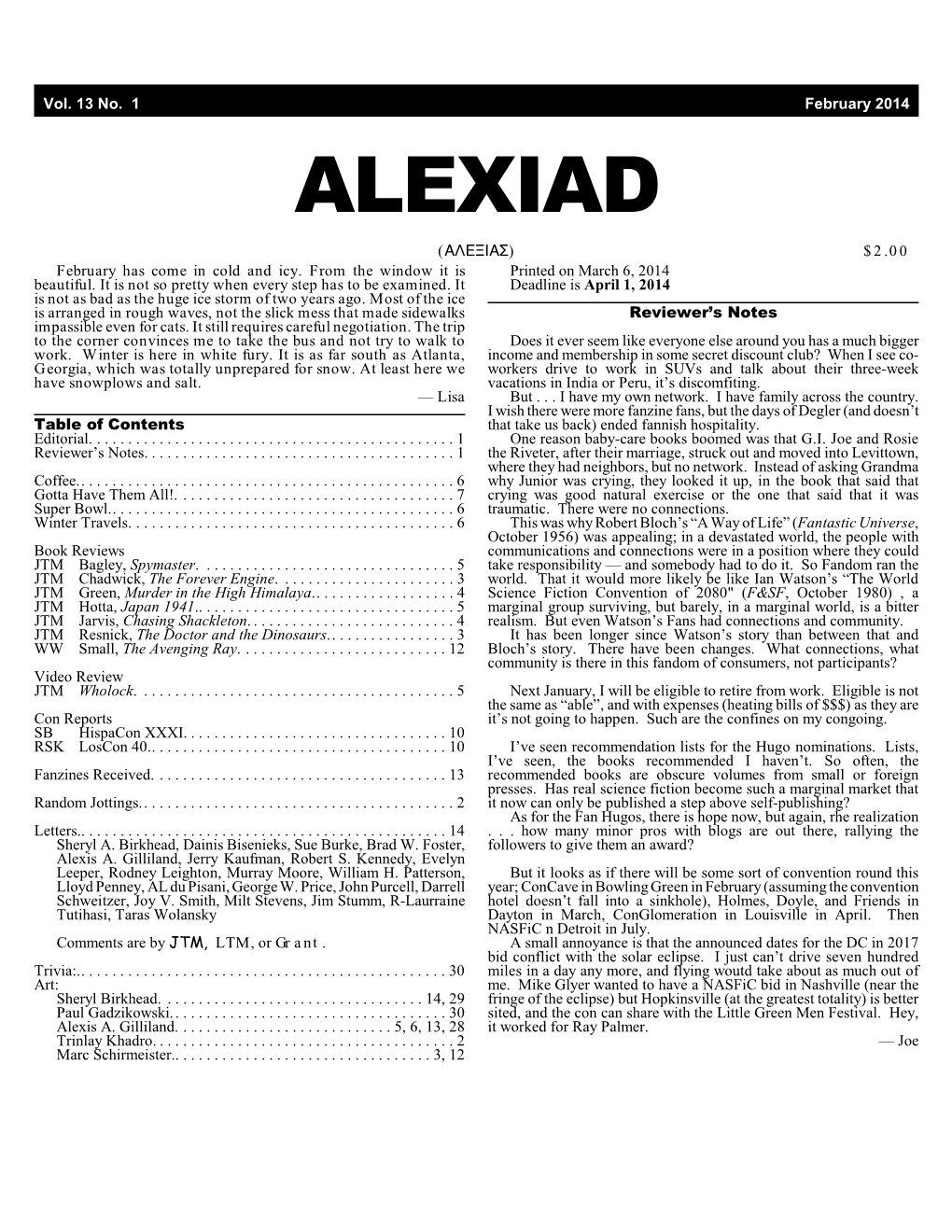 ALEXIAD (!7+=3!G) $2.00 February Has Come in Cold and Icy