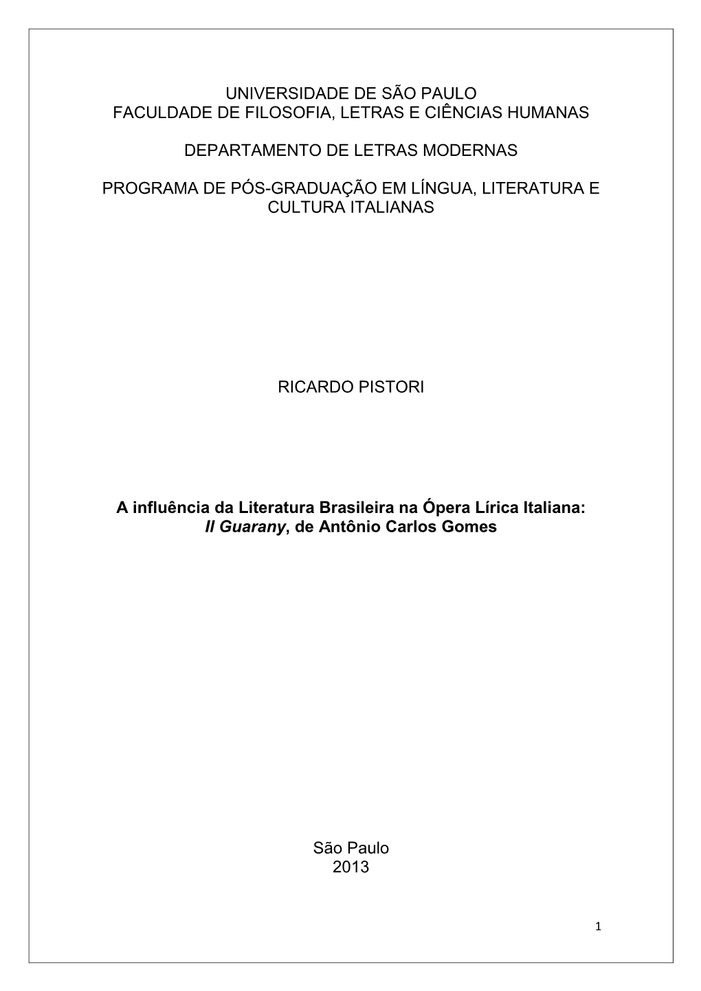 Universidade De São Paulo Faculdade De Filosofia, Letras E Ciências Humanas