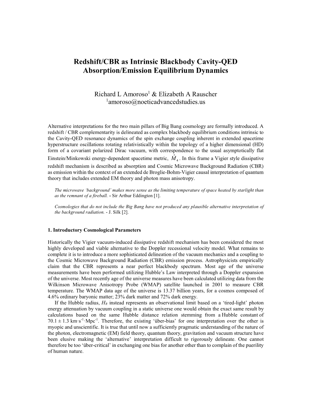 Redshift/CBR As Intrinsic Blackbody Cavity-QED Absorption/Emission Equilibrium Dynamics