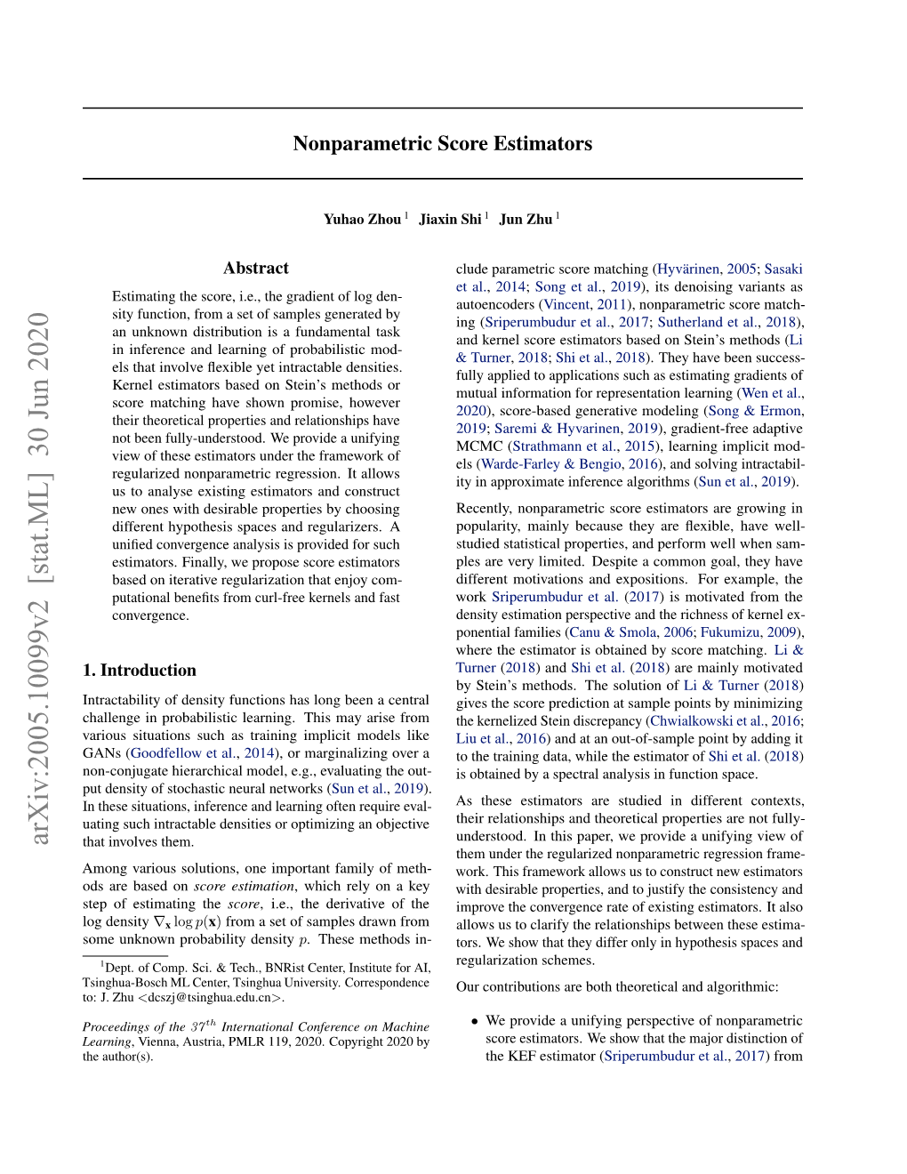 Nonparametric Score Estimators