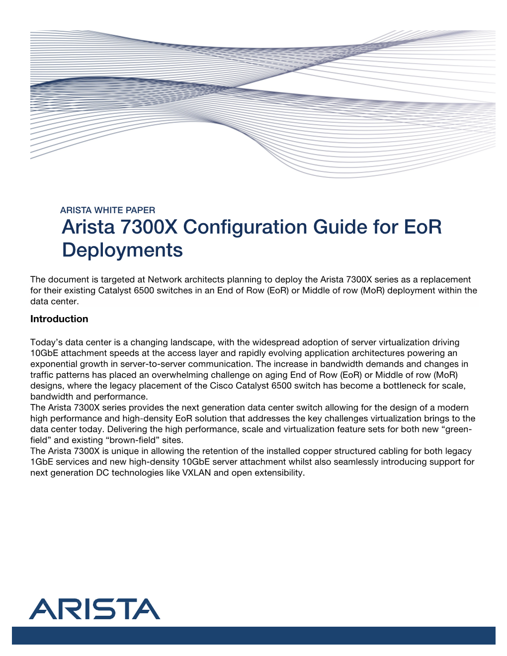 Arista 7300X Configuration Guide for Eor Deployments