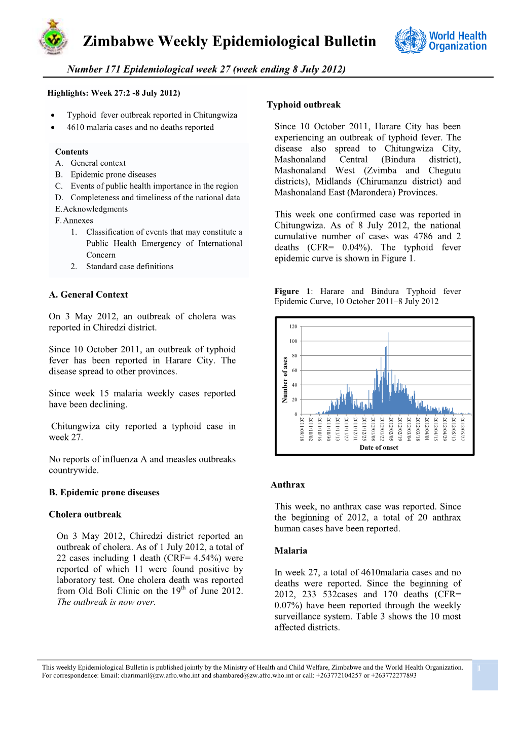 Zimbabwe Weekly Epidemiological Bulletin