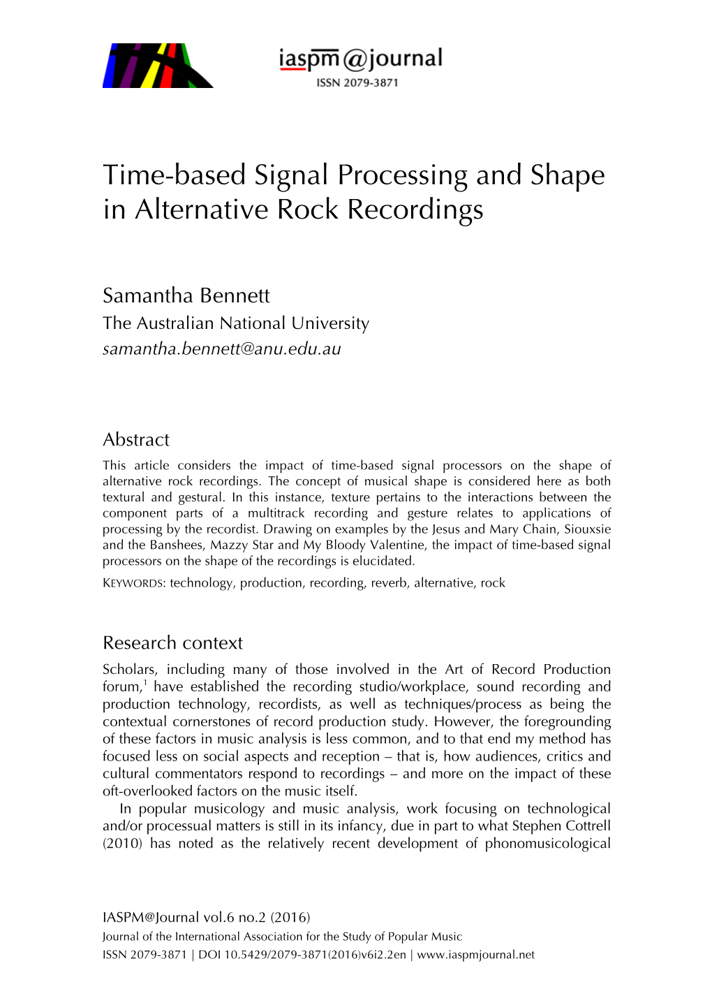 Time-Based Signal Processing and Shape in Alternative Rock Recordings