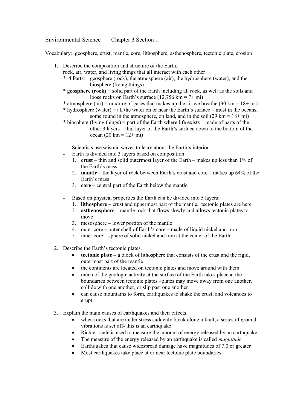 Environmental Science Chapter 3 Section 1