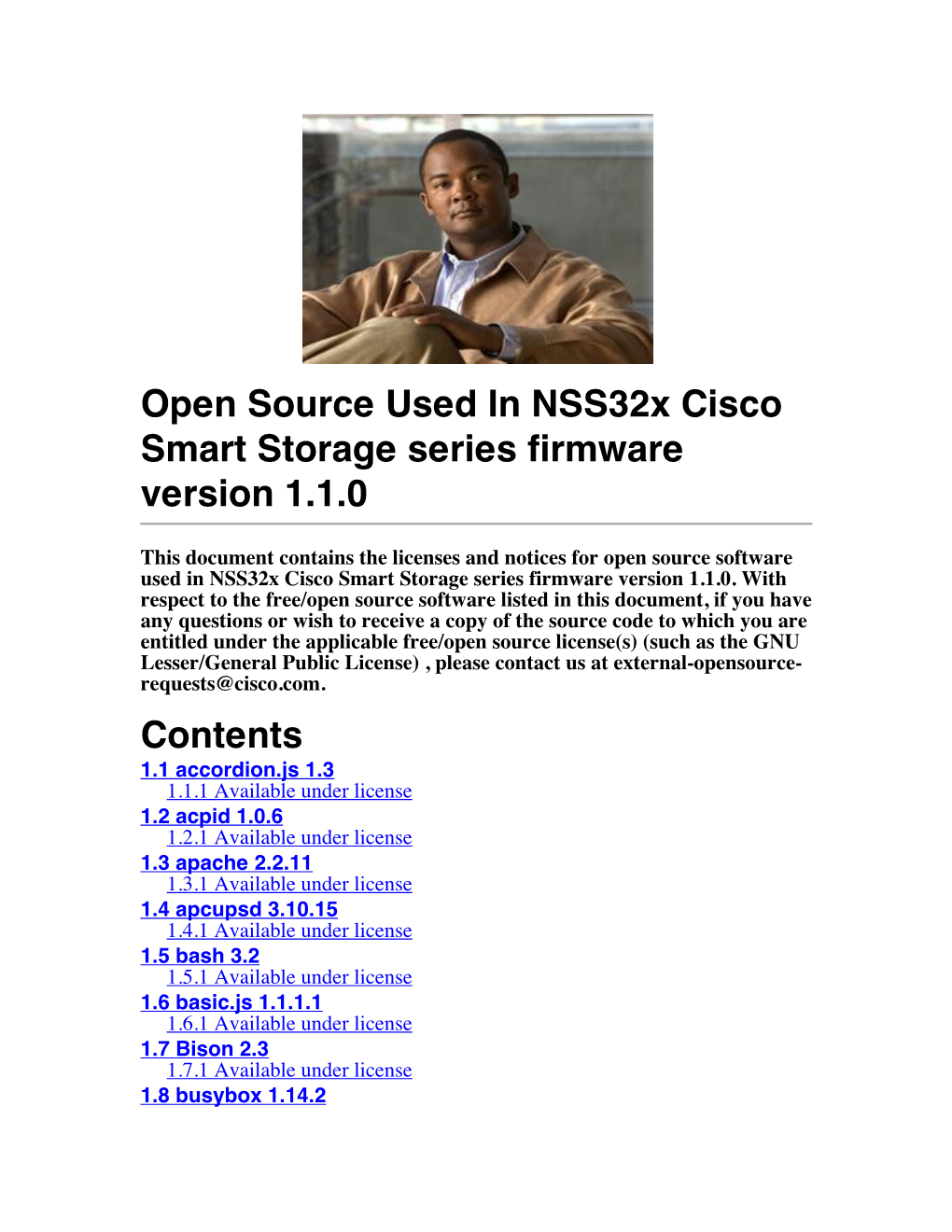Open Source Used in Nss32x Cisco Smart Storage Series Firmware