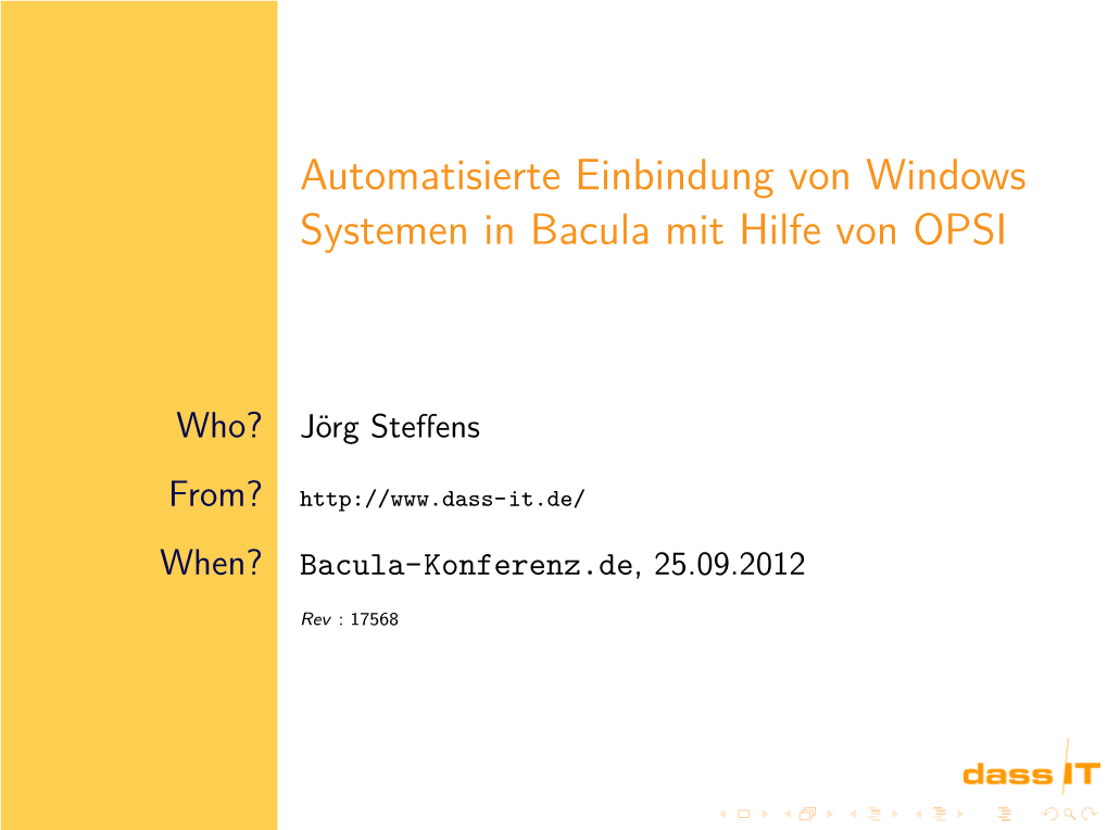 Automatisierte Einbindung Von Windows Systemen in Bacula Mit Hilfe Von OPSI