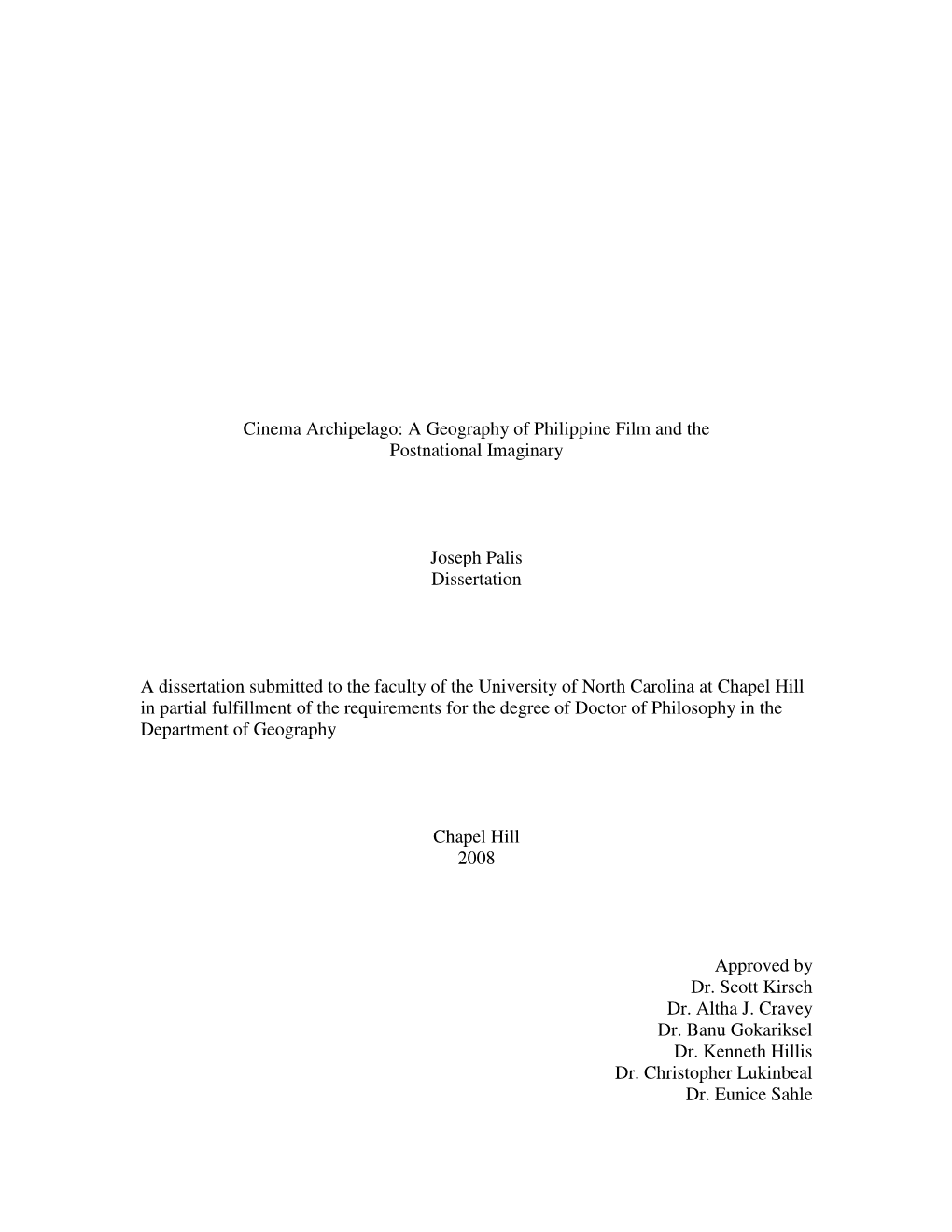 A Geography of Philippine Film and the Postnational Imaginary Joseph