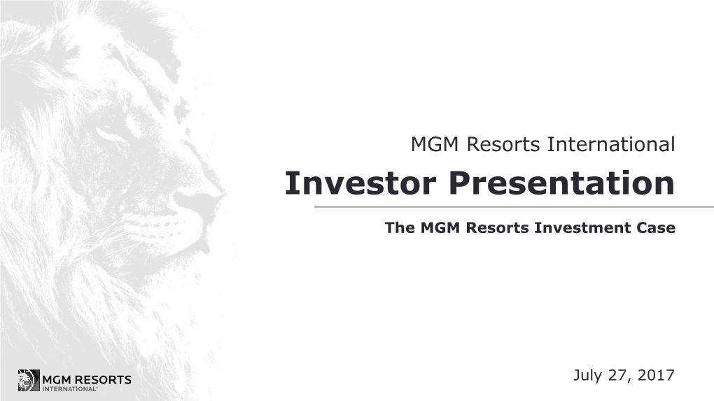 MGM Investment Case Presentation