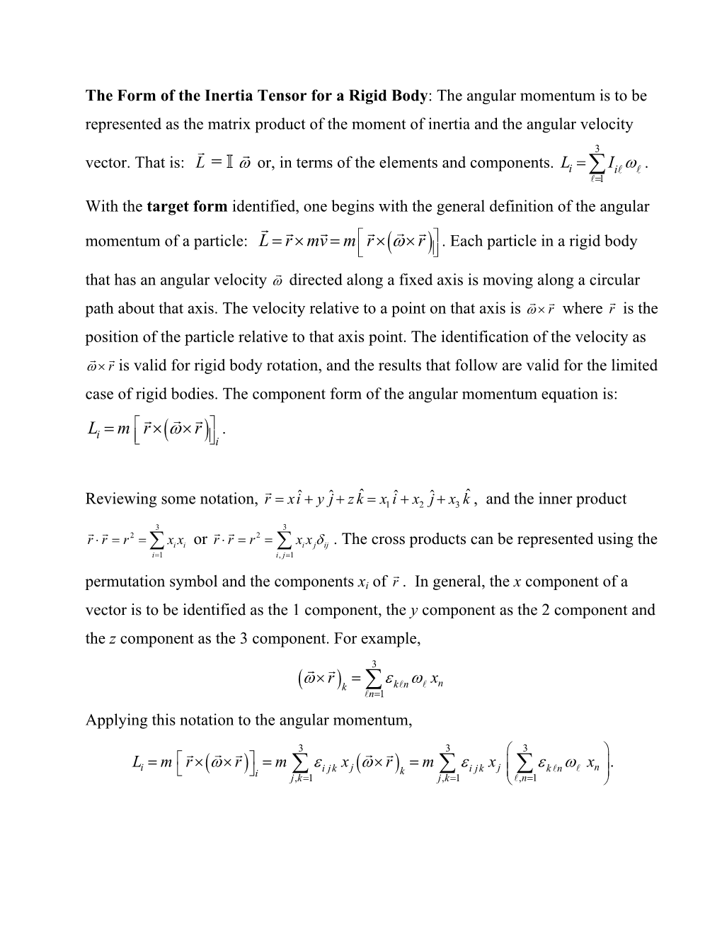 Form of the Inertia Tensor.Pdf