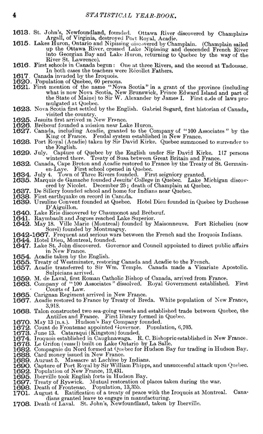 STATISTICAL YEAR-BOOK. 1613. St. John's, Newfoundland, Founded