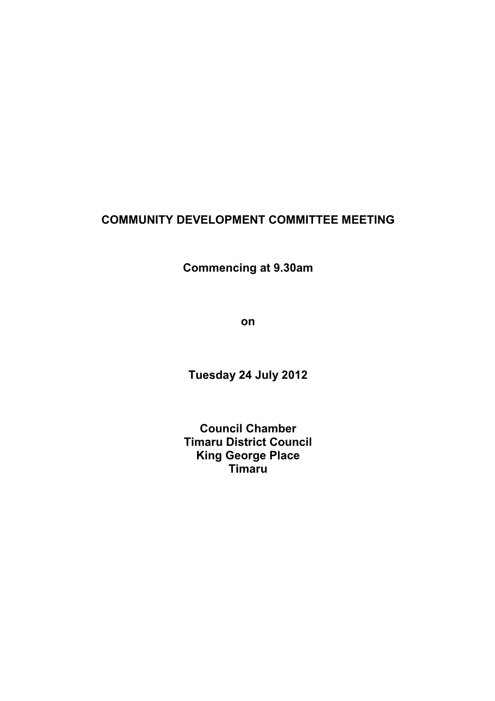 Community Development Committee Meeting