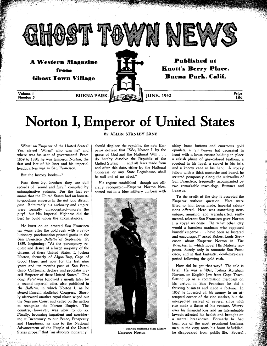 Norton I, Emperor of United States by ALLEN STANLEY LANE