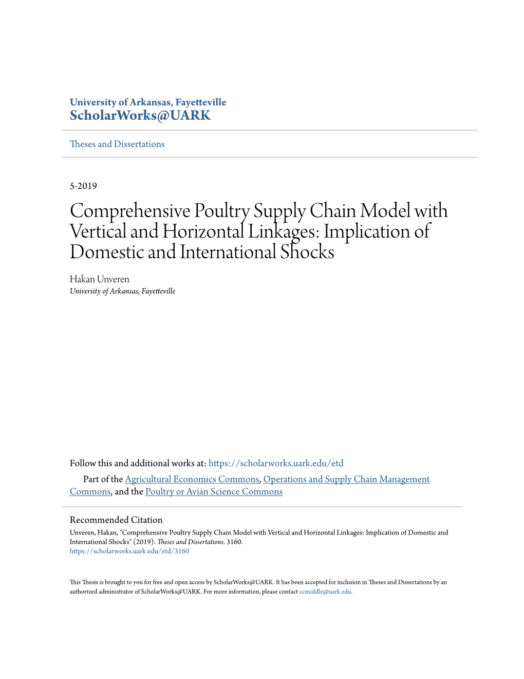 Comprehensive Poultry Supply Chain Model with Vertical and Horizontal Linkages