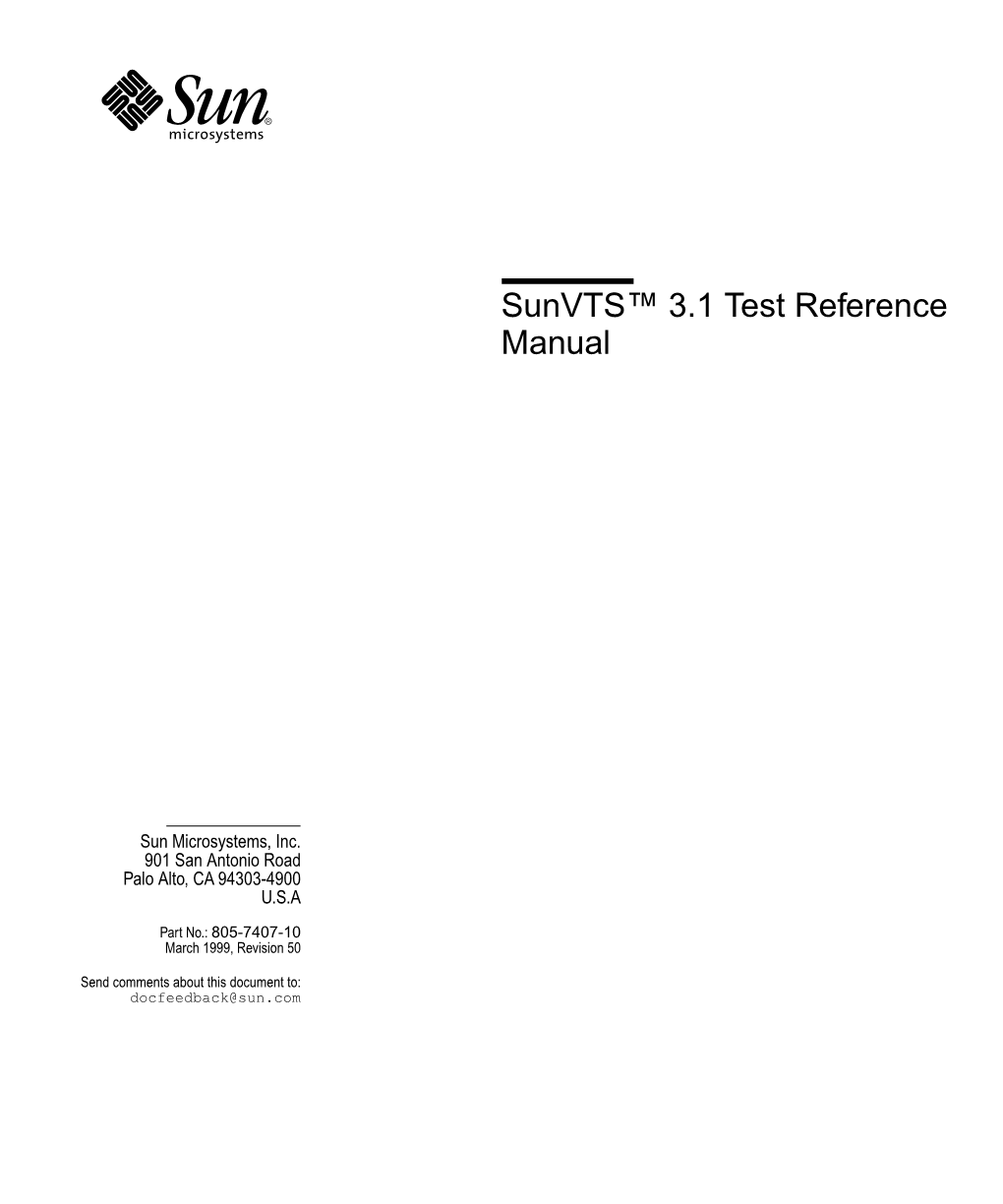 Sunvts 3.1 Test Reference Manual