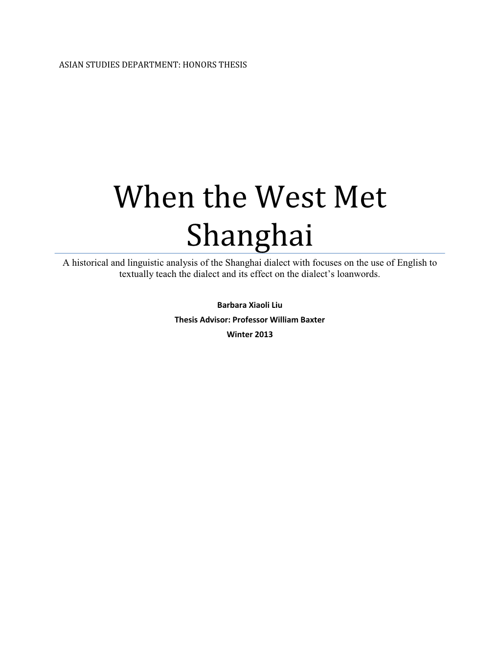 When the West Met Shanghai