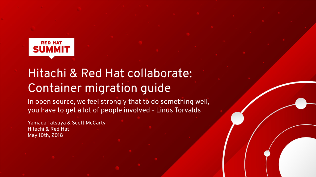 Hitachi & Red Hat Collaborate: Container Migration