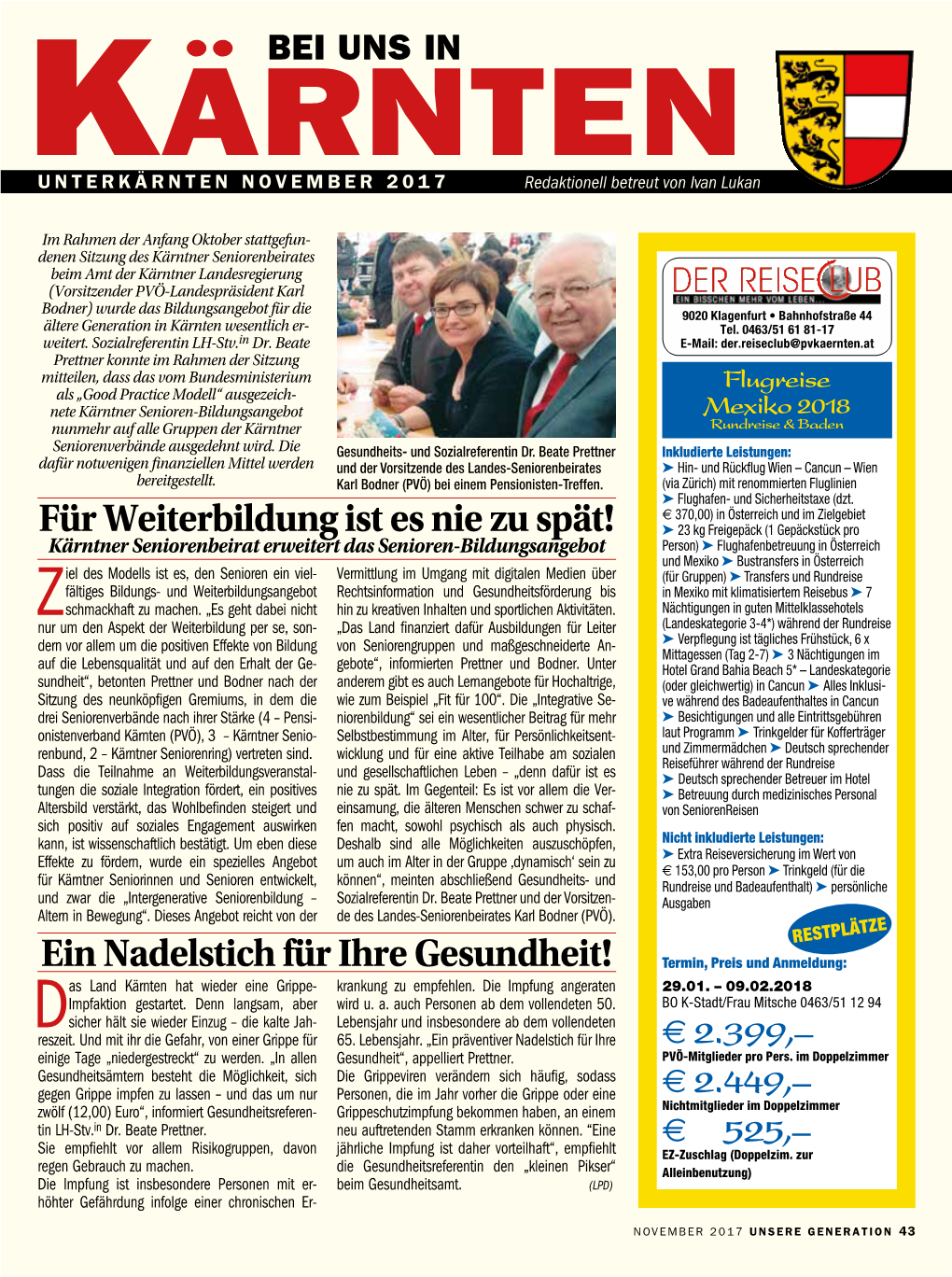 Ein Nadelstich Für Ihre Gesundheit! Termin, Preis Und Anmeldung: As Land Kärnten Hat Wieder Eine Grippe- Krankung Zu Empfehlen