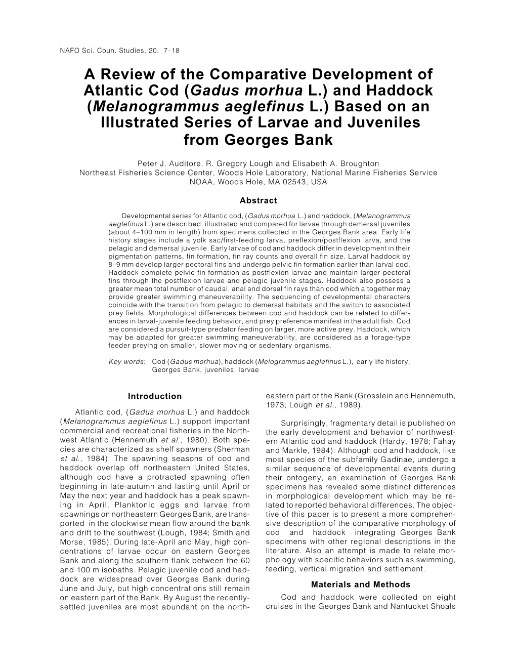 A Review of the Comparative Development of Atlantic Cod