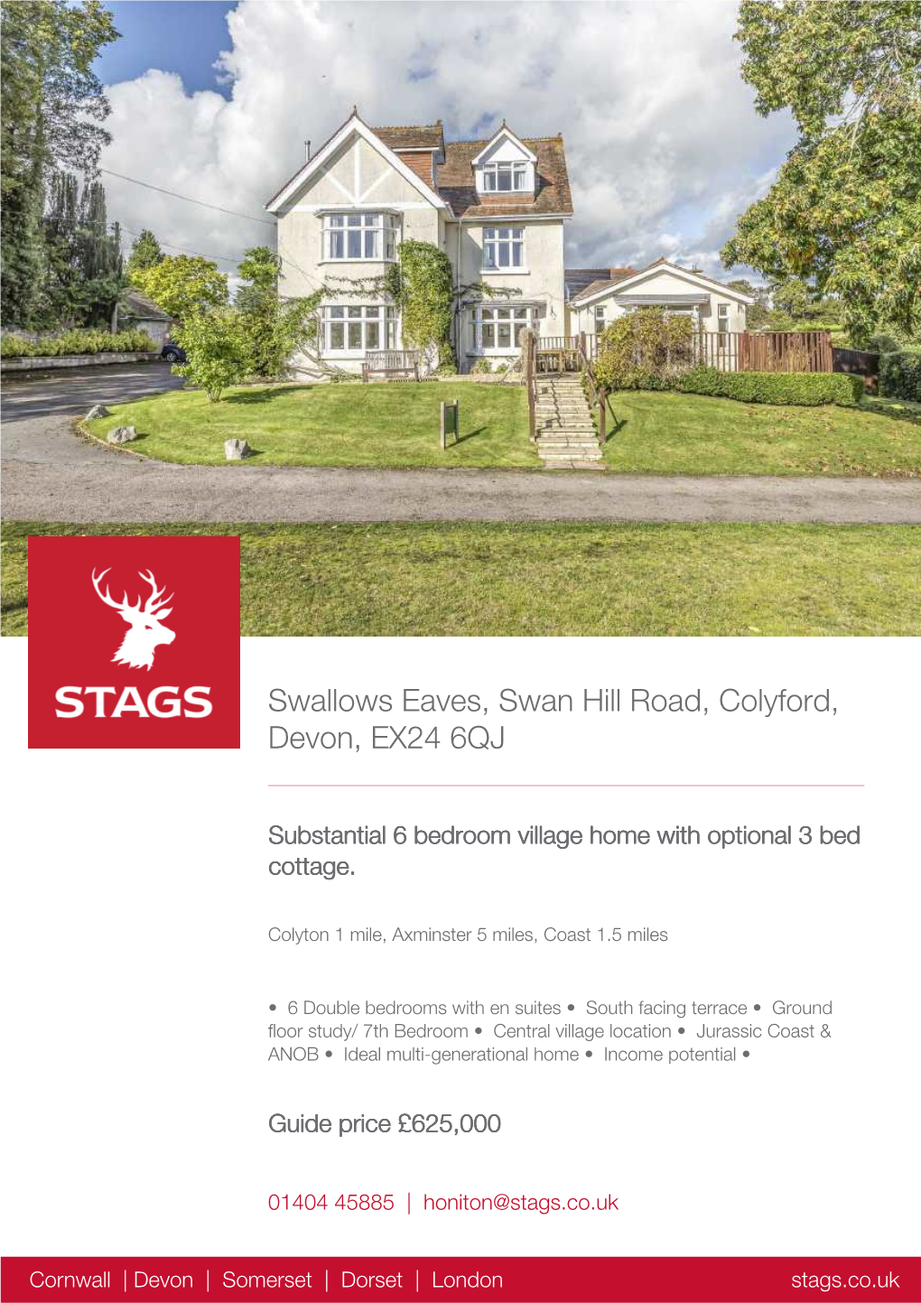 Swallows Eaves, Swan Hill Road, Colyford, Devon, EX24 6QJ