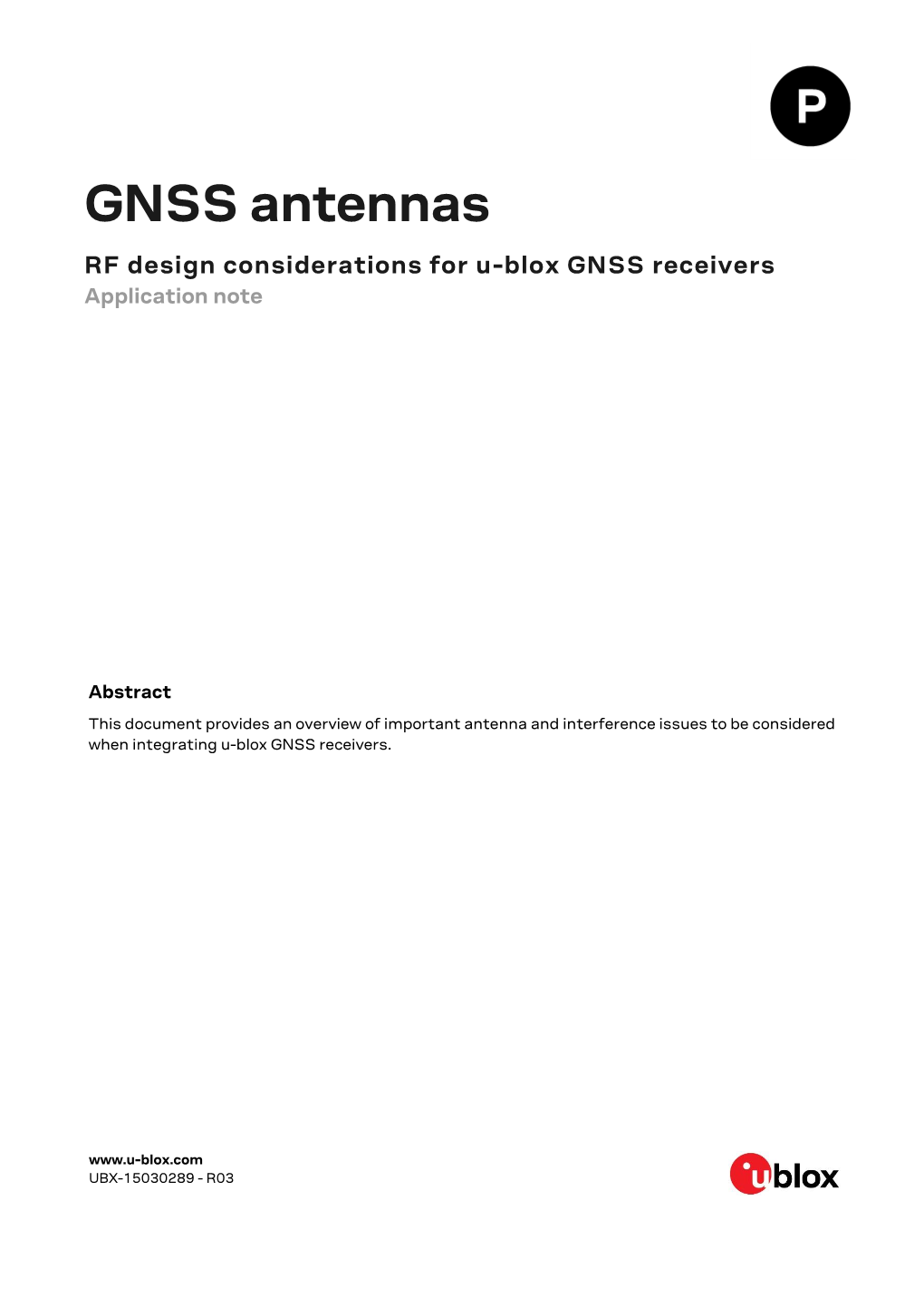 GNSS Antennas RF Design Considerations for U-Blox GNSS Receivers Application Note