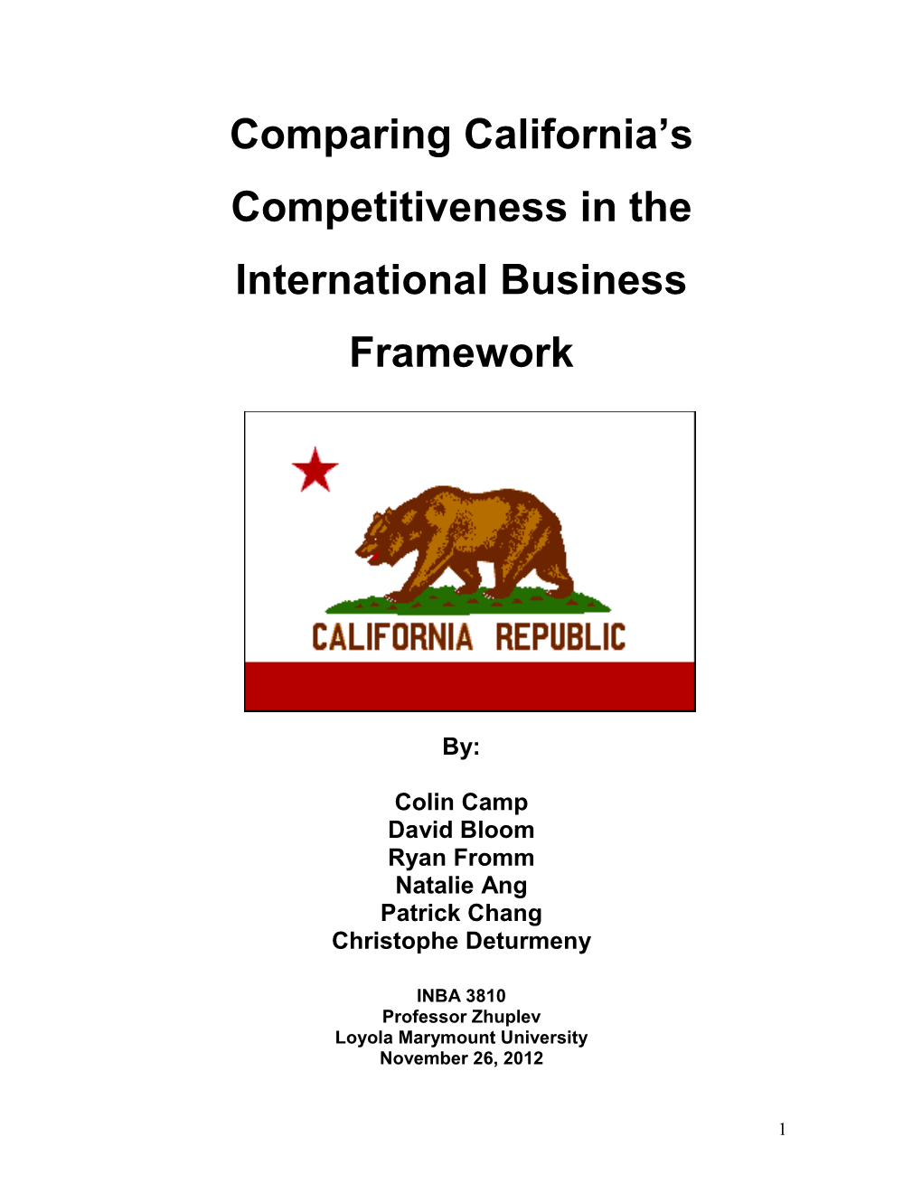 Comparing California's Competitiveness in the International Business Framework