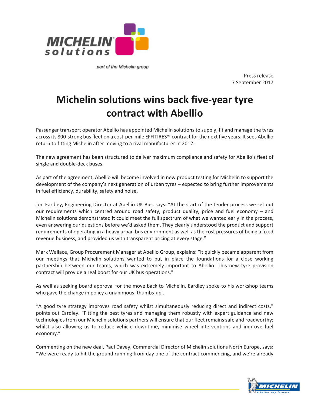 064 Michelin Solutions Wins Back Five-Year Tyre Contract with Abellio